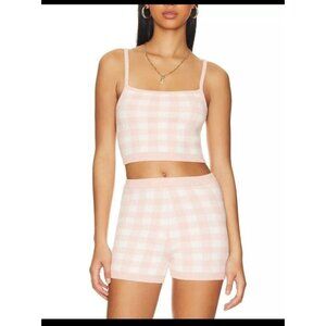 L*Space Small Francie Top & Short Set Spring Fling Gingham Pink White NWT